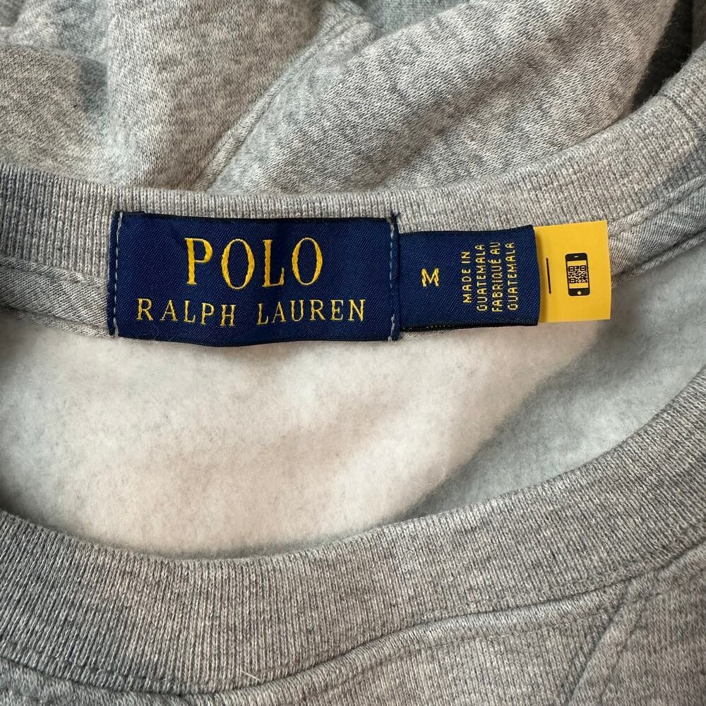 Ralph Lauren Polo Bear Logo Fleece Sweatshirt Crew Neck Heather Denim Bear Gray - Picture 12 of 15